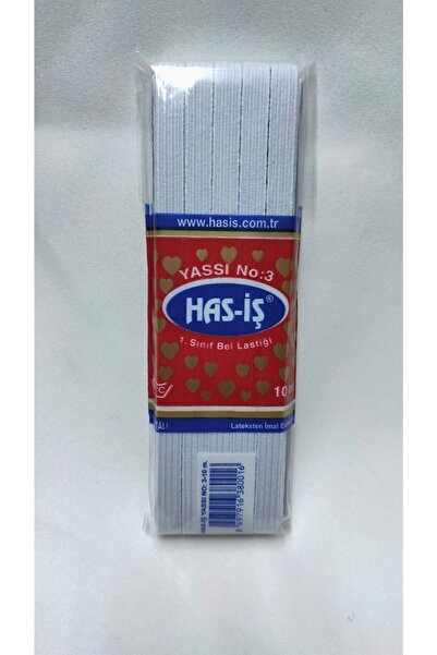 ATMACA TUHAFİYE Has-iş Beyaz Orta Yumuşaklık En 1cm Lastik 10 Metre Bel Paça Don Lastiği