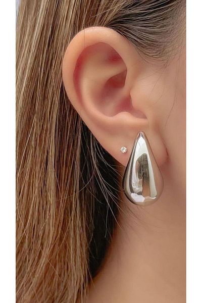 SEMİLAND Drop Cut Silver Colored Earrings