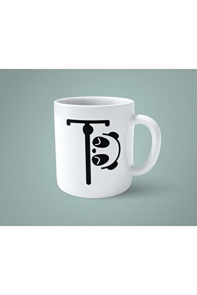 hesaplisiburada كوب مطبوع عليه حرف T Panda Alphabet