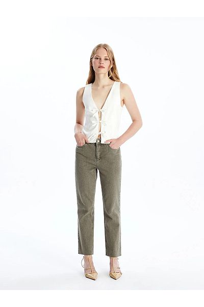 LC Waikiki Ecru Poplin V-neck Women's Vest - Vision