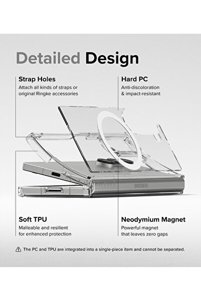 m.tk moveteck Samsung Galaxy Z Fold 6 Kılıf Magsafe Wireless Şarj Destekli Sert Silikon Şeffaf Manyetik Kapak Case