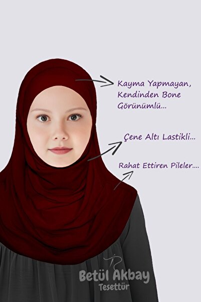 Betül Akbay Βουργουνδία Βαμβακερή Μαρία Μοντέλο Κοριτσίστικη Πρακτική Μαντίλα