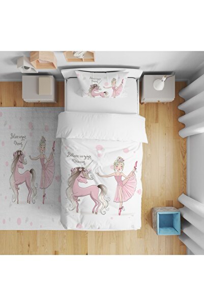 CİCİ ODAM طقم سرير أطفال بناتي راقصة الباليه يونيكورن