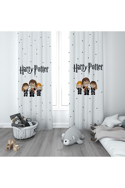 CİCİ ODAM 1 Wing Children's Room Curtain Background Curtain Harry Potter and Friends