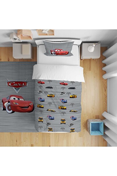 CİCİ ODAM Çocuk Yatak Örtüsü Hediye Yastık Kılıfı Arabalı Şimşek Mcqueen