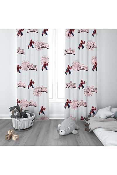 CİCİ ODAM 1 Wing Children's Room Curtain Background Curtain Spider Web Spiderman