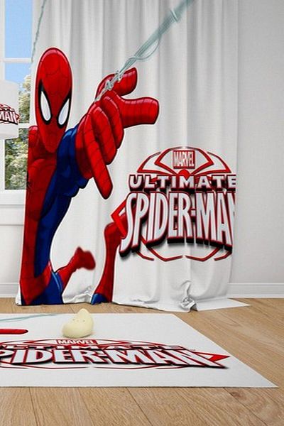 CİCİ ODAM 1 Wing Cici Carpet Cartoon Character Spiderman Child Baby Room Background Curtain
