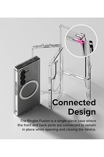 m.tk moveteck Samsung Galaxy Z Fold 6 Kılıf Magsafe Wireless Şarj Destekli Sert Silikon Şeffaf Manyetik Kapak Case