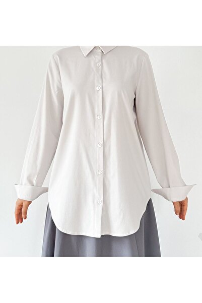 hrmonny Ecru Women's Shirt - Cotton Viscose Stone Detailed