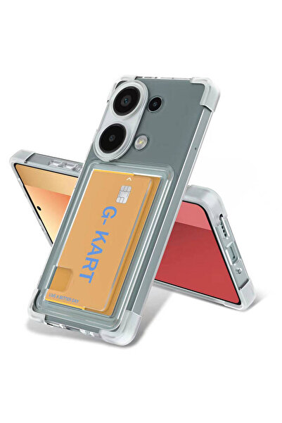 m.tk moveteck Xiaomi Redmi Note 13 4g Kılıf Şeffaf Köşe Korumalı Kartvizitli Kamera Korumalı Kartlıklı Cüzdanlı