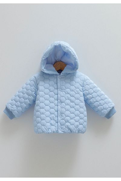 Caramell Baby Boy Hooded Quilted Coat - 100% Cotton