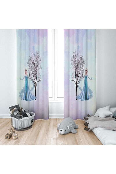 CİCİ ODAM 1 Wing Children's Room Curtain Background Curtain Elsa Frozen