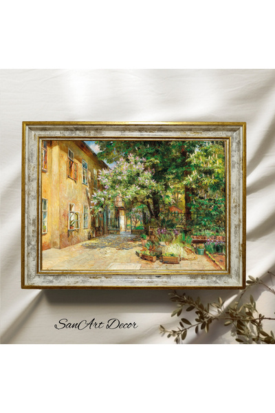 Sanart Pictură de epocă, pictură în ulei înrămată, pictură înrămată, decor ar...