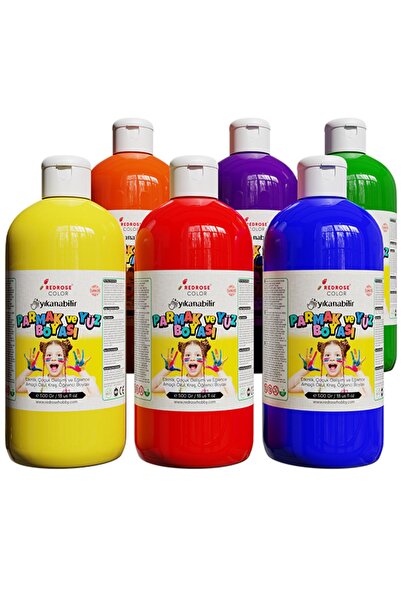 Red Rose Ana Renkler Parmak Boyası 6'lı Set 6x500gr Yıkanabilir, Toksik İçerm...