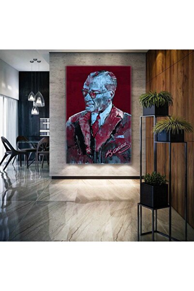 Yağlı Boya Görünümlü Mustafa Kemal Atatürk İmzası Ultra HD Kanvas Duvar Tablo