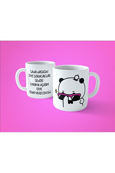 hesaplisiburada My Wife Love You Will Give A Word Printed Mug Cup