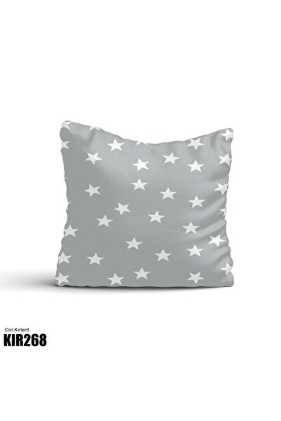 CİCİ ODAM Gri Zemin Beyaz Yıldızlar Çocuk Bebek Odası Kırlent Kılıfı