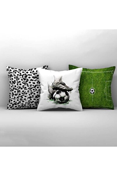 CİCİ ODAM Çocuk Bebek Odası Kırlent Kılıfı Futbol Topu Çimen