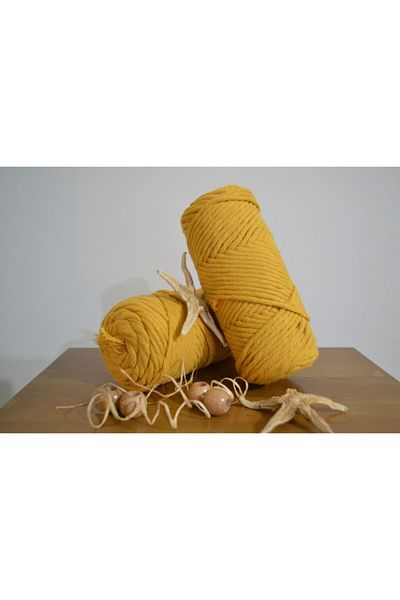 CAN DENİZ ART Mustard Yellow Single Twist Scannable Macrame Thread 250 gr 3 mm