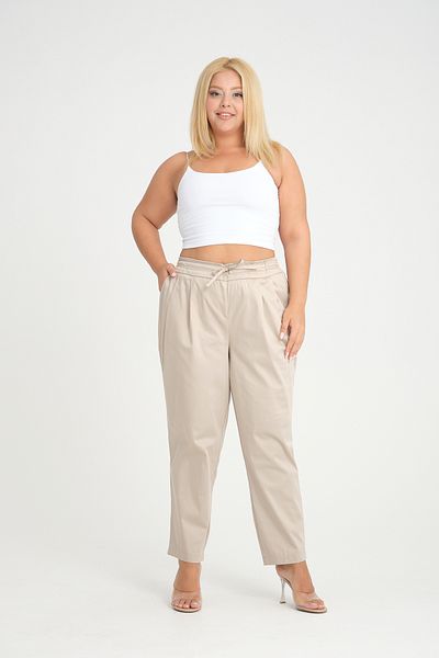 Dejabrew Jeans Beige LArge Size CArrot Trousers - A020