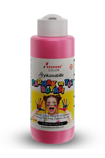 Red Rose Pembe Parmak Boyası 120ml Yıkanabilir, EN-71 Sertifikalı, Toksik İçe...