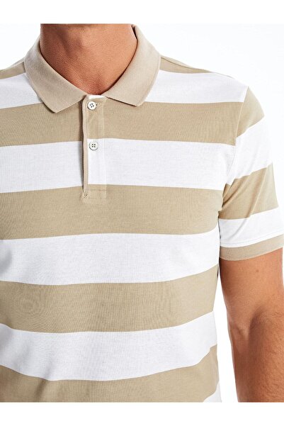 LC Waikiki Ανδρικό μπλουζάκι πόλο LCWAIKIKI Green Stripe - Κοντό μανίκι, Colorblock Pique