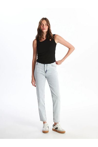 LC Waikiki XSIDE Pantaloni de damă, albastru deschis, cu talie înaltă, slim Mom