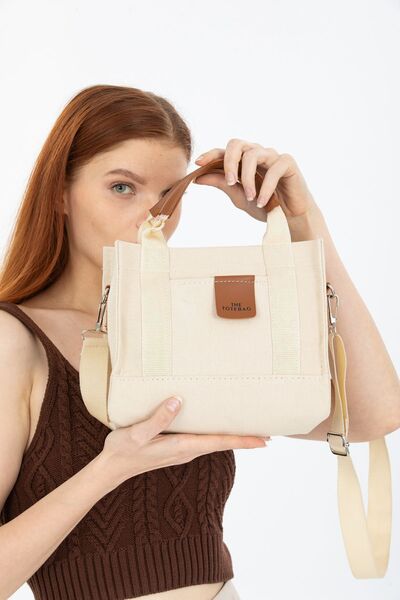 Rosmod Жіночий кремовий полотно кросбоді міні сумка сумка сумка ручна плечова сумка
