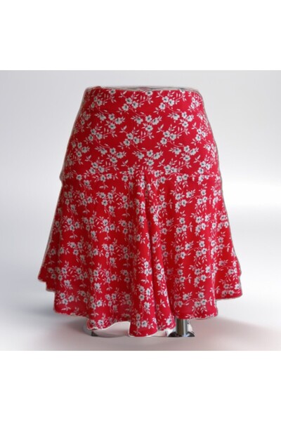 PARSGİYİM Kadın kırmızı viskon kumaş Yazlık şort etek