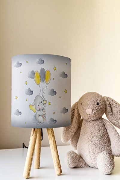 Talia Home Balloon and Elephant Patterned Lampshade Table Lamp for Children's Room - Tlab-141