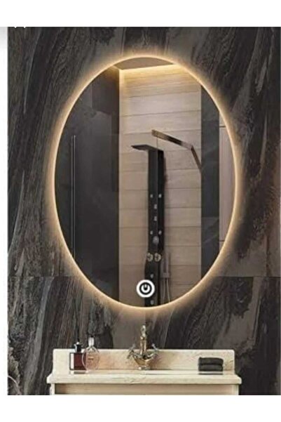 Toprak dekor 50*60 elips dokunmatik ledli ayna banyo aynası ışıklı ayna tuvalet aynası