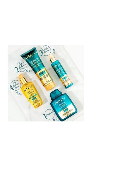 Bioxcin 300ml Keratin Repair Care Shampoo + 250ml Keratin Cream + 150ml Argan Oil + 150ml Repairing Liquid Oil