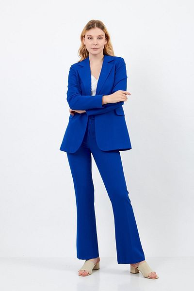 Volanlı Saks Blue Suit