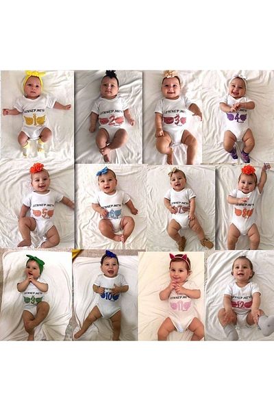 BEYCEY TASARIM Beycey 12-Piece Special Moon Baby Body Set - Bodysuit and Newborn Gift Souvenir