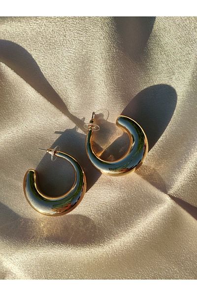 bej jewelry Thick and Large Size Curved Hoop Earrings