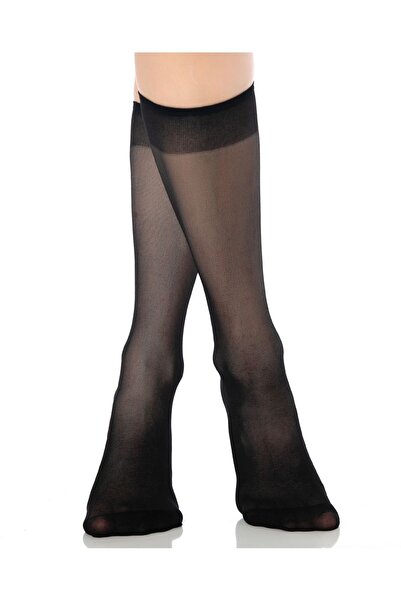 Desimo Чифт от 6 черни матови тънки дамски чорапи за панталон под коляното, 20 Denie