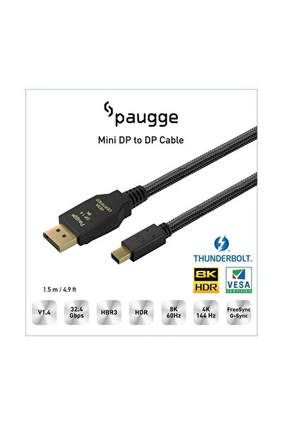 Paugge ENTMDP1415 VESA Sertifikalı Mini Displayport 1.4 Kablo - 1.5M
