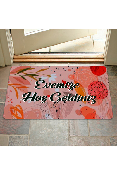 M&H Quality 3D Door Mat - Welcome Written Flower Pattern, Digital PrinteD, Washable