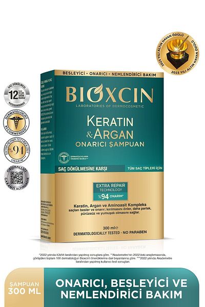 Bioxcin 300ml Keratin Repair Care Shampoo + 250ml Keratin Cream + 150ml Argan Oil + 150ml Repairing Liquid Oil