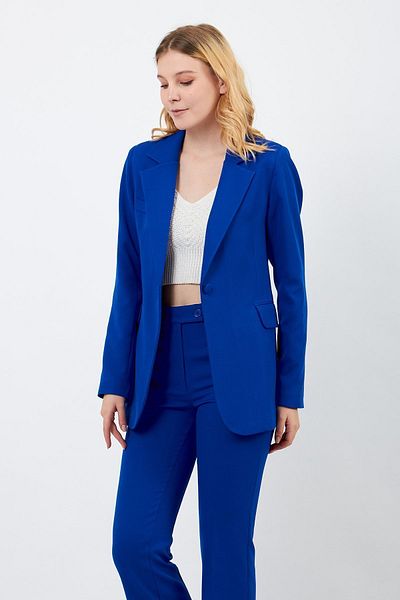 Volanlı Saks Blue Suit