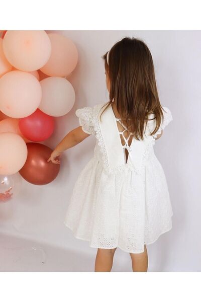 Mininaf Kız Bebek Beyaz Elbise