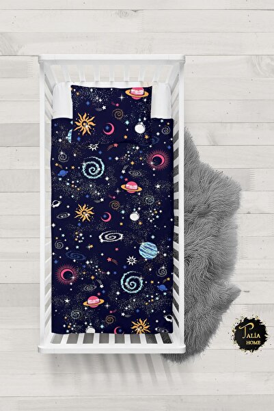 Talia Home طقم غطاء لحاف أطفال بنمط كوكب جالاكسي مع ملاءات TLABN-037