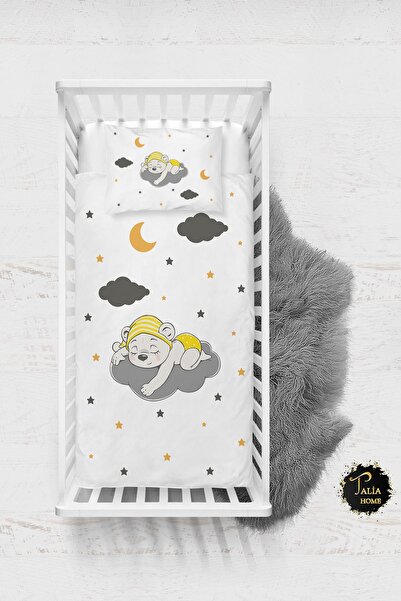 Talia Home طقم غطاء لحاف أطفال بنقشة الدب النائم مع ملاءات TLABN-084