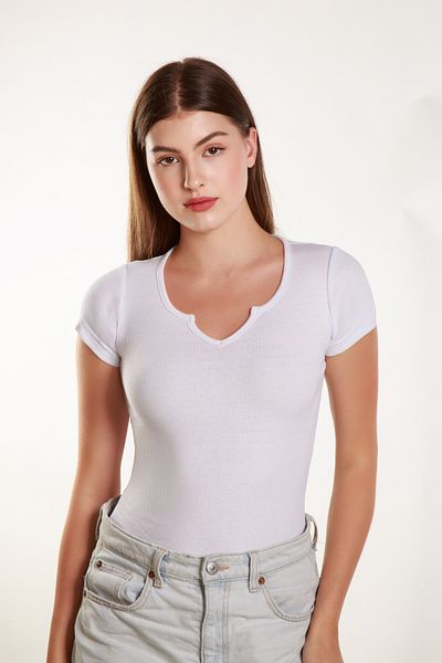 MİSS M.A.T FASHİON Sleeve Lycra Women's V-neck Tank Top T-shirt