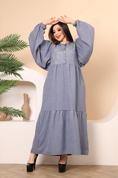 Online Balloon Sleeve Stone Detailed Dress