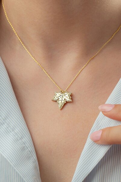 Silvano Jewelry 925 Ayar Gümüş Çınar Yaprağı Kolye