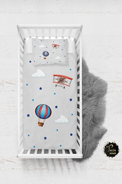 Airplane Patterned Baby Duvet Cover Set with Bed SheetTLABN-008