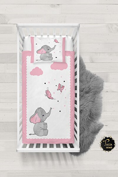 Talia Home طقم غطاء لحاف أطفال بنقشة الفيل على شكل فراشة مع ملاءات TLABN-218