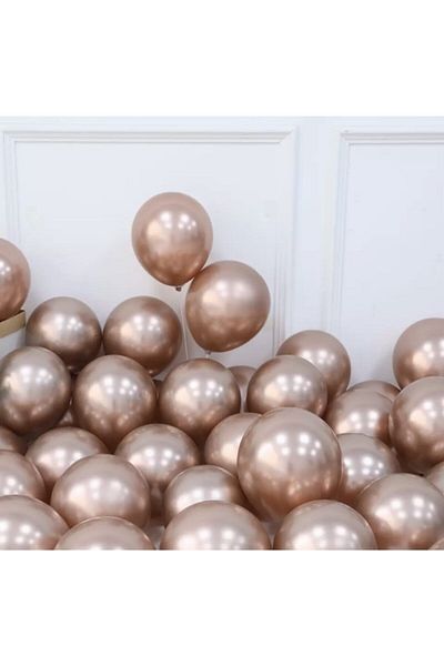 Deniz Party Store Chrome Rose Gold Latex Balloon 5 Pieces 12 Inch