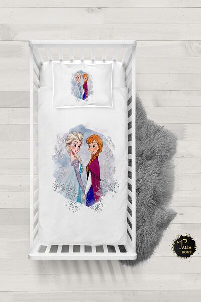 Talia Home طقم غطاء لحاف أطفال منقوش من فروزن إلسا آنا مع ملاءات TLABN-306